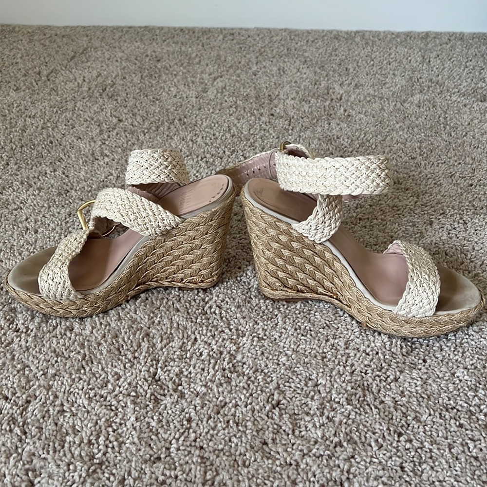 Stuart Weitzman cream espadrilles wedges